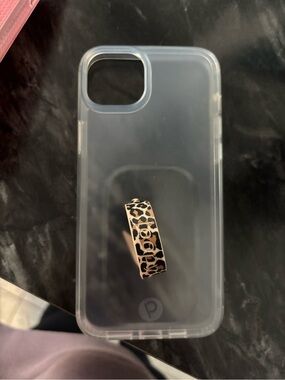 Loopy Case Clear Phone Case with Leopard Ring Holder - Black & Brown